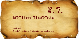 Málics Titánia névjegykártya